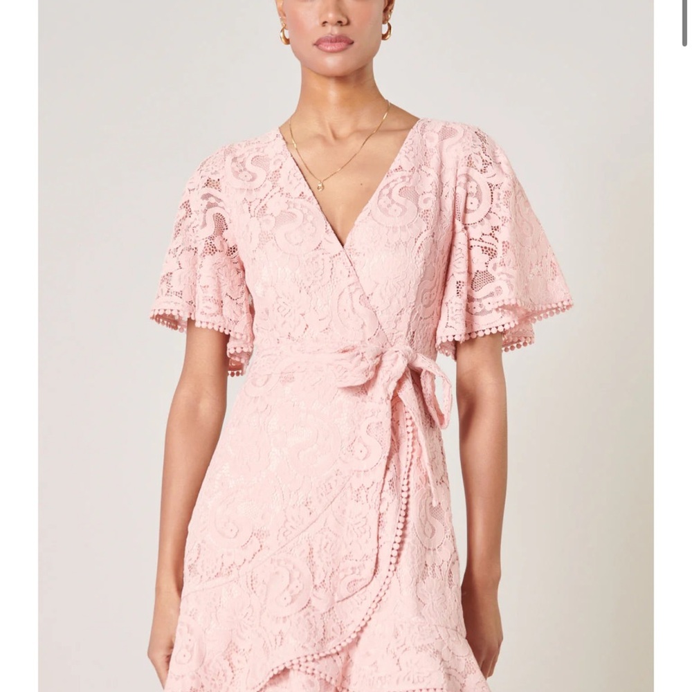 Sugarlips Elegant Pink Lace Wrap Dress Medium